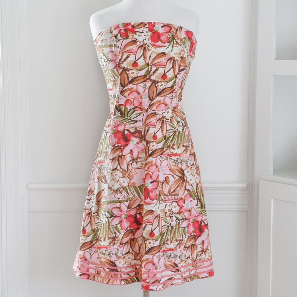 Vintage Speechless Tropical Print Strapless Dress 90s/Y2K Size 9